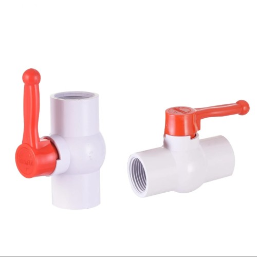 PVC Ball Valve Plastic Valve Fitting 2 Way Straight Through Type Manual Green PVC Ball Valve Red Long Handle UPVC Fixed Water Ball Valves